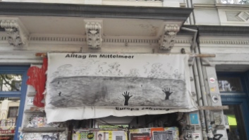 Banner "Sterben im Mittelmeer", Sternschanze
